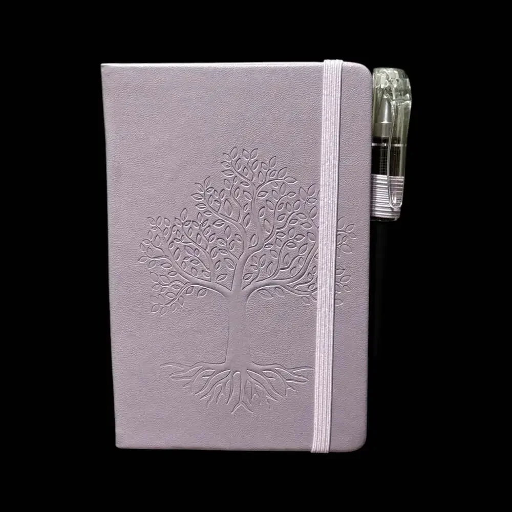 Dark Lilac Tree of Life Embossed Small Hardcover Lined Journal with Pen